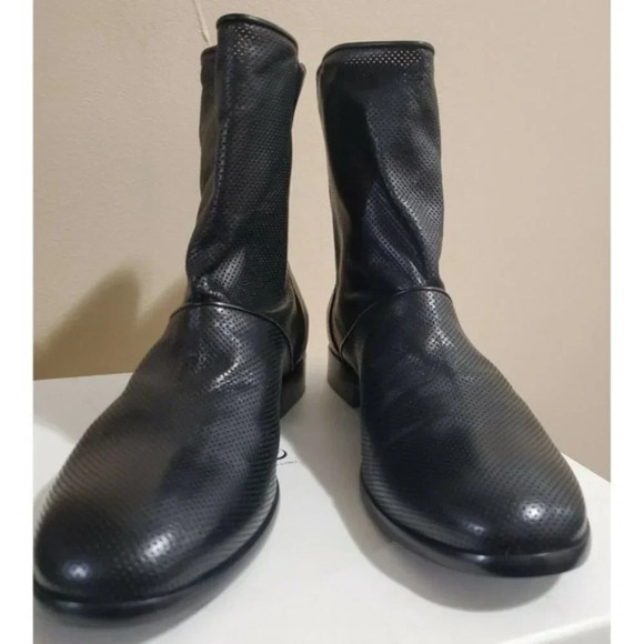 Casadei Black Leather Mesh Look 2 Style Ankle Boot, Sz 40 / IT 10 / US 9.5 - Picture 2 of 12